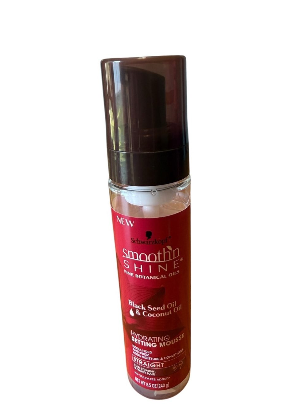 Schwarzkopf Smooth 'n Shine Hydrating Setting Mousse Straight Wavy Hair New 8.5